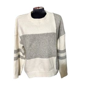 Pinch Women’s Grey Cream Color Block Cozy Sweater Medium
